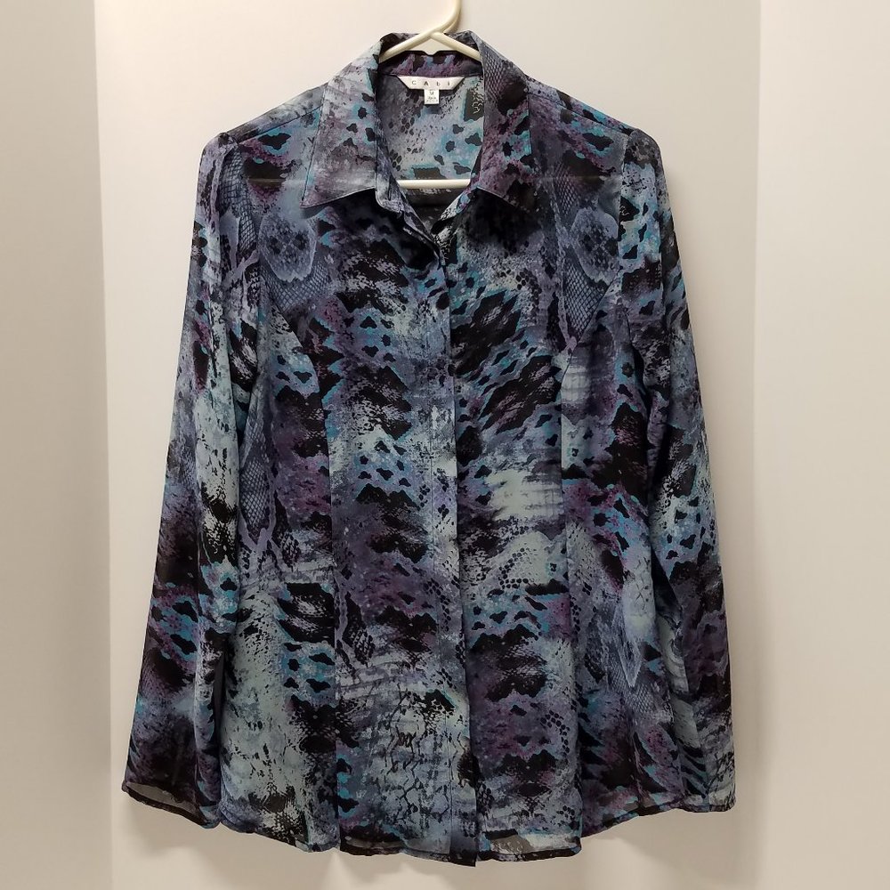 Cabi #609 Python Snakeskin Long Sleeve Button Dow… - image 1